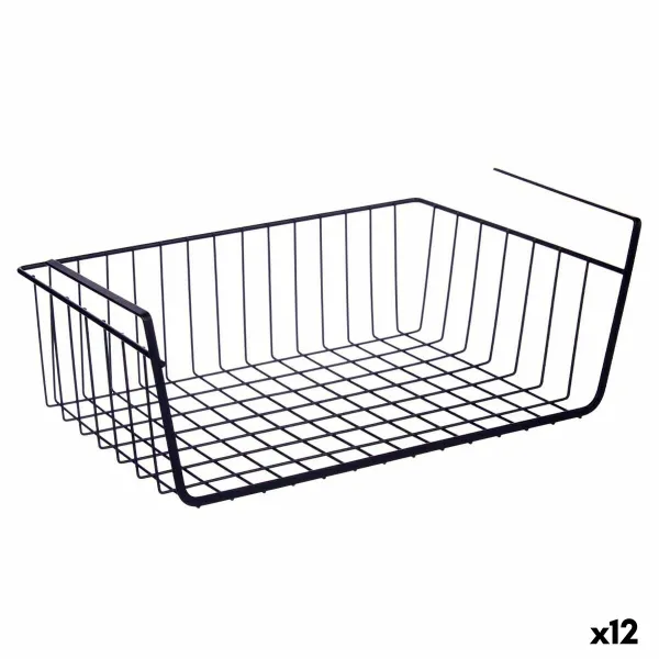 Krepšelis virtuvės lentynai Kinvara Juoda Metalinis Geležis 42 x 14 x 26 cm 45 x 32 x 28 cm (12 vnt.)