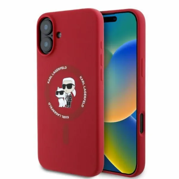 Karl Lagerfeld Silicone Karl & Choupette Ring MagSafe - Case iPhone 16 (red)