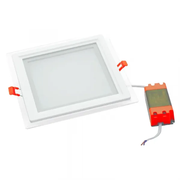 Recessed square LED luminaire with glass "VESTA" 18W