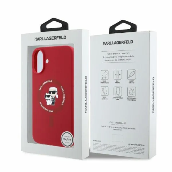 Karl Lagerfeld Silicone Karl & Choupette Ring MagSafe - Case iPhone 16 (red)