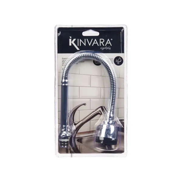 Kitchen Tap Kinvara Чёрный Серебристый Резина Металл Пластик Выдвижной Многофункциональный (12 штук)