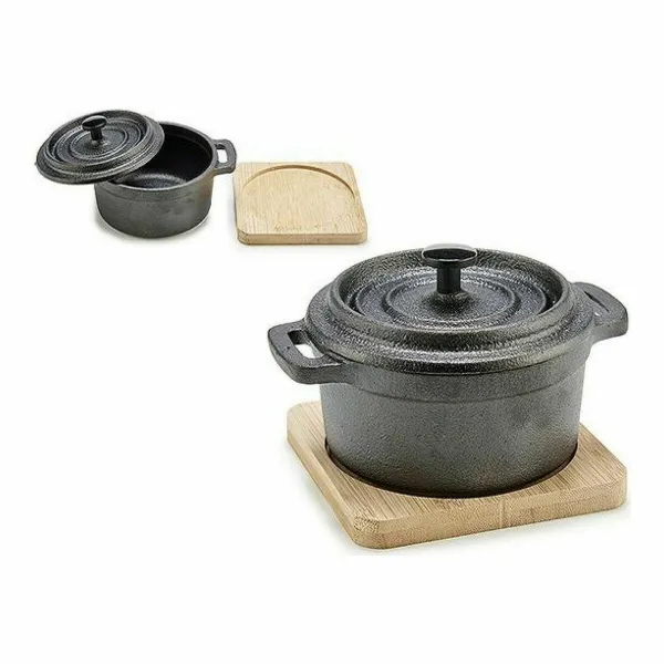 Kastrolis Kinvara Brūns Melns Koks Bambuss Kalts dzelzs 13 x 8,5 x 10 cm 10 x 8.5 x 13 cm 13 x 10 x 8,5 cm (12 gb.)