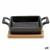 Tapasten tarjoiluvuoka Kinvara Ruskea Musta Puu Bambu Rauta 19 x 5 x 14 cm 14 x 5 x 18,5 cm (12 osaa)