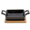 Casserole Dish for Serving Tapas Kinvara Brown Black Wood Bamboo Iron 19 x 5 x 14 cm 14 x 5 x 18,5 cm (12 Units)
