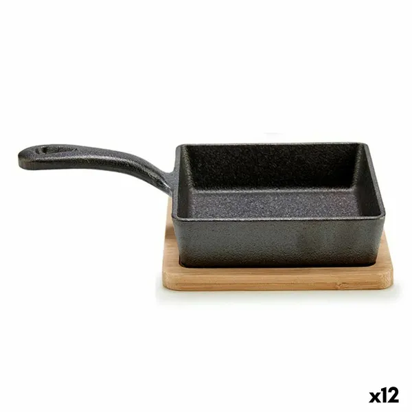 Pan for Serving Aperitifs Kinvara Brown Grey Wood 23,7 x 6,3 x 14 cm 14 x 6,3 x 23,7 cm Pan (12 Units)