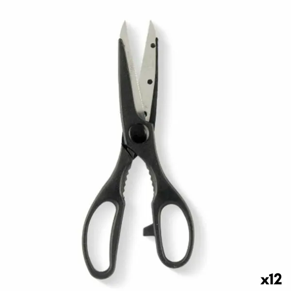Virtuves šķēres Kinvara Melns Sudrabains Nerūsējošais tērauds 7,5 x 21 x 1 cm (12 gb.)