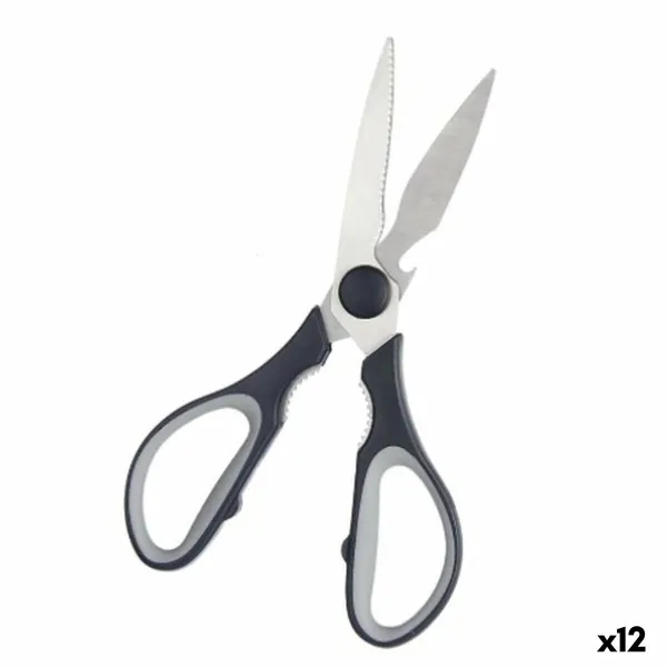 Кухонные ножницы Kinvara Чёрный Серебристый Нержавеющая сталь 8,5 x 21 x 1,5 cm (12 штук)