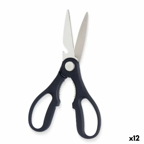 Keittiösakset Kinvara Musta Hopeinen Ruostumaton teräs 8,3 x 19,5 x 1,3 cm (12 osaa)