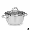 Casserole with glass lid Kinvara Transparent Silver 27 x 10 x 19,5 cm (6 Units)