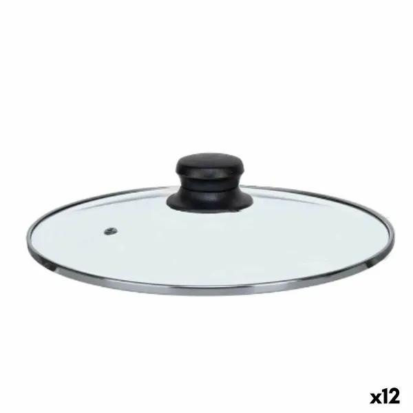 Pan lid Kinvara Transparent Silver Metal Glass Stainless steel Crystal Steel 22 cm 22,5 x 6 x 22,5 cm 22,5 x 5 x 22,5 cm (12 Uni