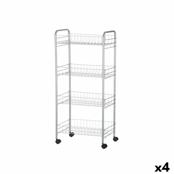 Kasviskärry Kinvara Hopeinen Hopea Metalli polypropeeni Muovinen 37 x 27 x 82,5 cm 26,5 x 82 x 8,5 cm (4 osaa)