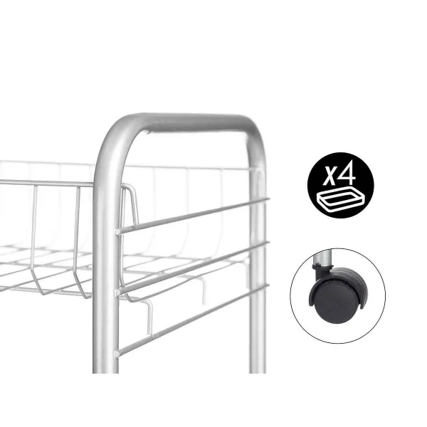 Daržovių vežimėlis Kinvara Sidabras Metalinis polipropileno Plastmasinis 37 x 27 x 82,5 cm 26,5 x 82 x 8,5 cm (4 vnt.)