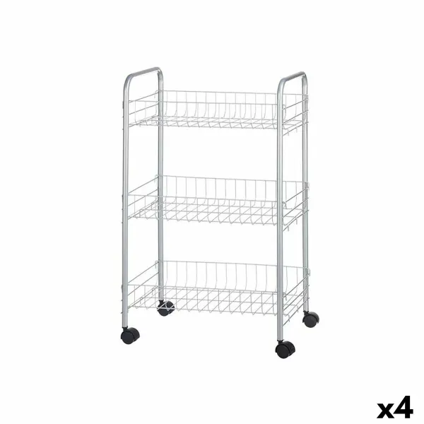 Daržovių vežimėlis Kinvara Sidabras Metalinis polipropileno Plastmasinis 37 x 27 x 62,3 cm 26,5 x 56 x 8,5 cm (4 vnt.)