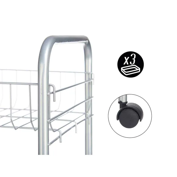 Daržovių vežimėlis Kinvara Sidabras Metalinis polipropileno Plastmasinis 37 x 27 x 62,3 cm 26,5 x 56 x 8,5 cm (4 vnt.)