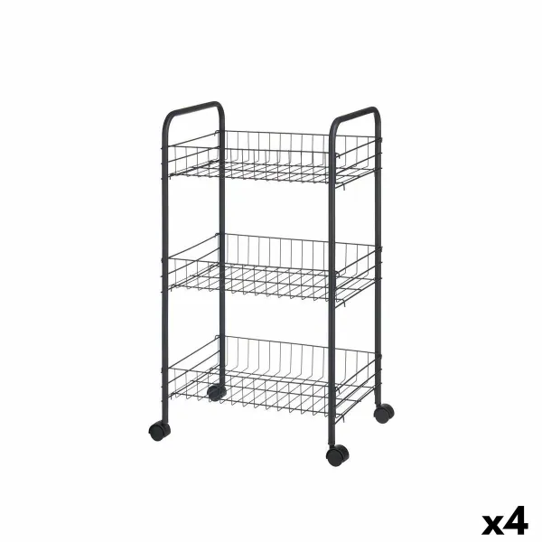 Kasviskärry Kinvara Musta Metalli polypropeeni Muovinen 37 x 27 x 63 cm 26,5 x 56 x 8,5 cm (4 osaa)