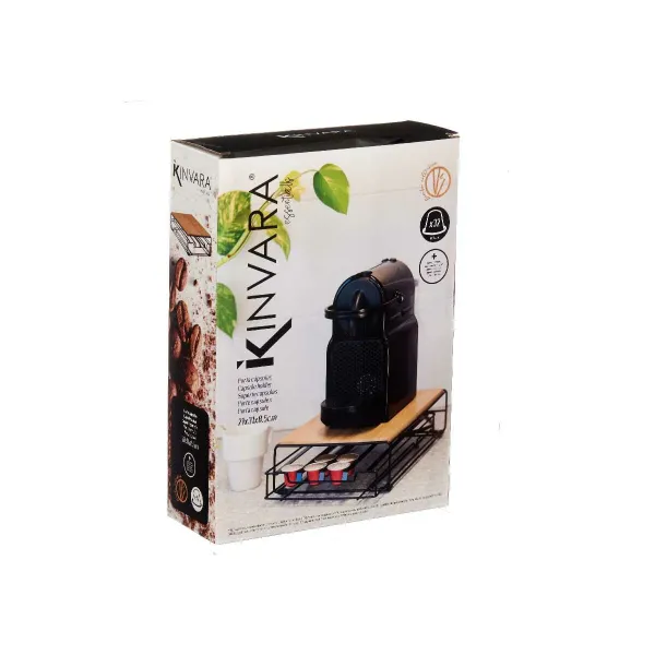 Coffee Capsule Organiser Kinvara Brown Black Natural Metal Bamboo 21 x 57 x 8,5 cm 21 x 7,5 x 31 cm 21 x 8,5 x 31 cm