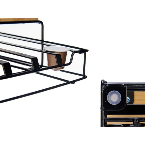 Kavos kapsulių dėklas Kinvara Ruda Juoda Natūralus Metalinis Bambukas 21 x 57 x 8,5 cm 21 x 7,5 x 31 cm 21 x 8,5 x 31 cm
