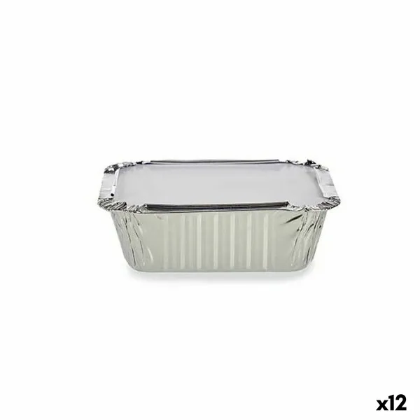 Pārtikas paplātes komplekts Kinvara Alumīnijs 14,5 x 7,5 x 12,5 cm Vienreizējās lietošanas Ar vāku (12 gb.)
