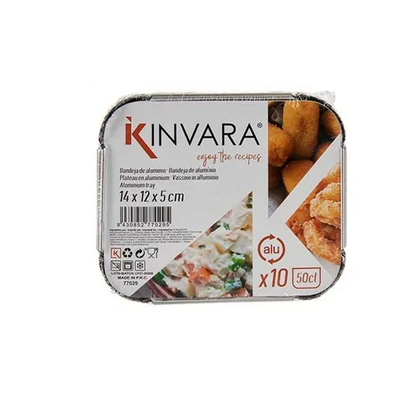 Set of Food Trays Kinvara Aluminium 14,5 x 7,5 x 12,5 cm Disposable With lid (12 Units)