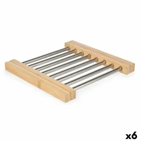 Stalo kilimėlis Kinvara Ruda Sidabras Metalinis Bambukas 36,4 x 2,2 x 21,3 cm 22 x 2,2 x 21,3 cm (6 vnt.)