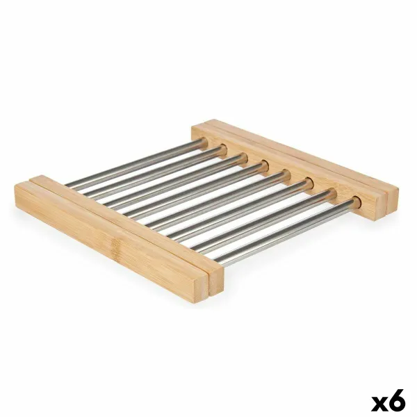 Stalo kilimėlis Kinvara Ruda Sidabras Metalinis Bambukas 36,4 x 2,2 x 21,3 cm 22 x 2,2 x 21,3 cm (6 vnt.)