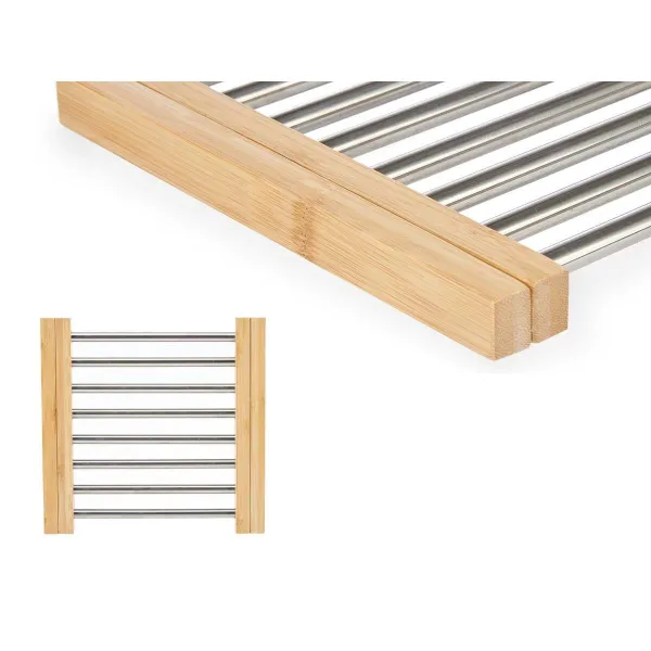 Stalo kilimėlis Kinvara Ruda Sidabras Metalinis Bambukas 36,4 x 2,2 x 21,3 cm 22 x 2,2 x 21,3 cm (6 vnt.)