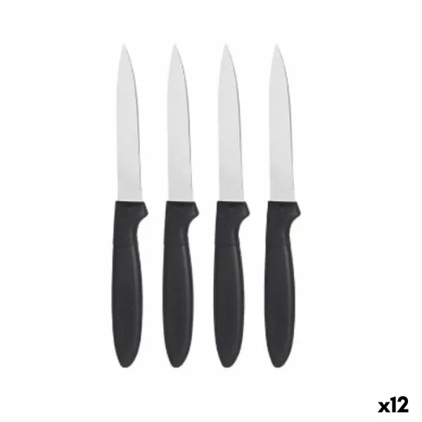 Knife Set Kinvara Black Silver Stainless steel Plastic 19,5 x 2 x 1 cm 12,5 x 26,5 x 1 cm (12 Units)