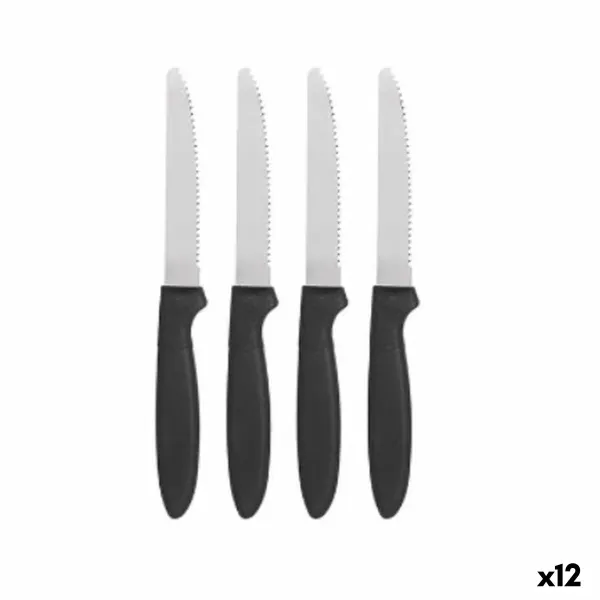 Knife Set Kinvara Black Silver Stainless steel Plastic 19,5 cm 12,5 x 26,2 x 1 cm (12 Units)