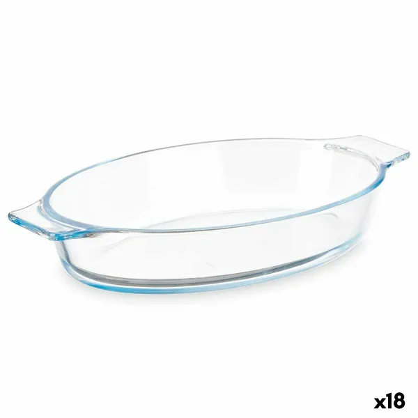Serviravimo Lėkštė Vivalto Skaidrus Borosilikatinis stiklas 800 ml 27 x 4,5 x 15,8 cm Su rankenomis (18 vnt.)