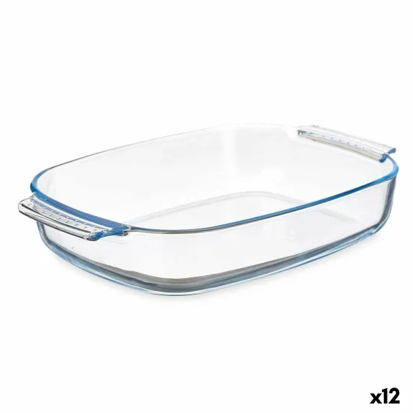 Serving Platter Vivalto Transparent Borosilicate Glass 2 L 2L 30,2 x 6 x 19,6 cm 34,5 x 6,4 x 22,5 cm With handles (12 Units)