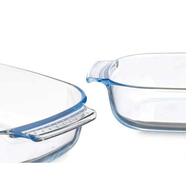Pasniegšanas Plate Vivalto Caurspīdīgs Borosilikāta glāze 2 L 2L 30,2 x 6 x 19,6 cm 34,5 x 6,4 x 22,5 cm Ar rokturiem (12 gb.)