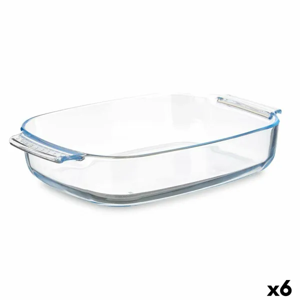 Pasniegšanas Plate Vivalto Caurspīdīgs Borosilikāta glāze 3,8 L 38 x 6,5 x 25,4 cm Ar rokturiem (6 gb.)