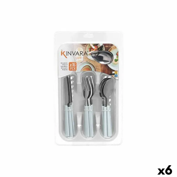 Stalo įrankių rinkinys Kinvara Balta Sidabras Nerūdijantis plienas Plastmasinis 22,5 x 37,5 x 4,5 cm 23 x 38 x 5 cm (6 vnt.)