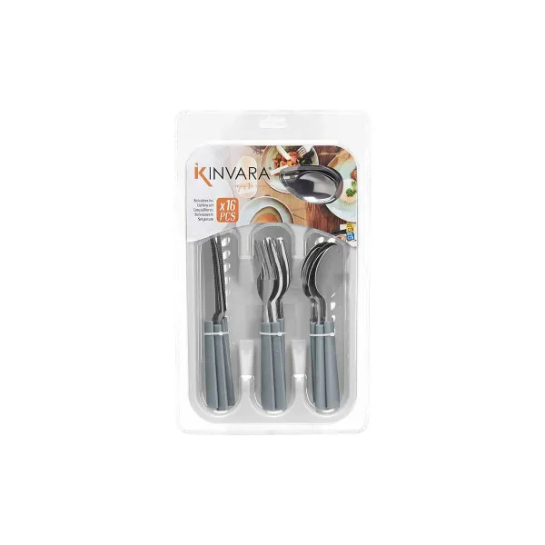 Cutlery Set Kinvara Grey Silver Stainless steel Plastic 22,5 x 37,5 x 4,5 cm (6 Units)