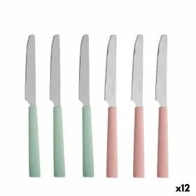 Peilių rinkinys Kinvara Žalia Rožinė Sidabras Nerūdijantis plienas Plastmasinis 9 x 28,3 x 3 cm (12 vnt.)