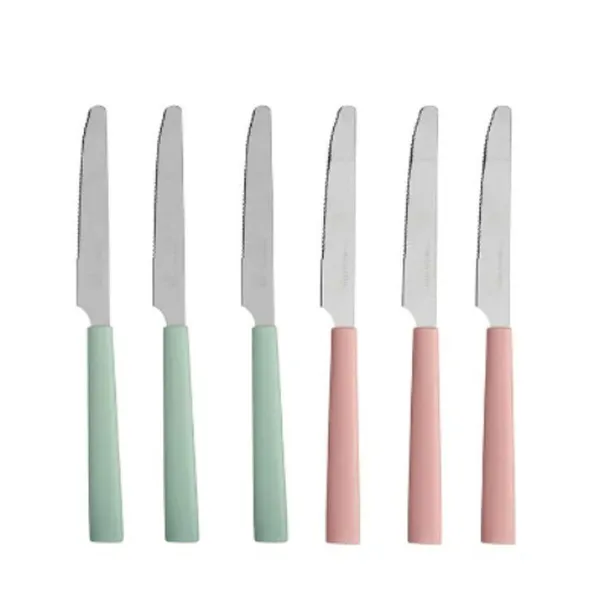 Veitsisetti Kinvara Vihreä Pinkki Hopeinen Ruostumaton teräs Muovinen 9 x 28,3 x 3 cm (12 osaa)