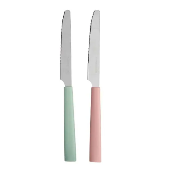 Veitsisetti Kinvara Vihreä Pinkki Hopeinen Ruostumaton teräs Muovinen 9 x 28,3 x 3 cm (12 osaa)