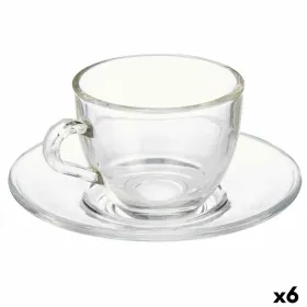 Šalica s Tanjurićem Vivalto Läbipaistev Klaas 85 ml (6 Ühikut)