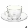 Cup with Plate Vivalto Transparent Glass 85 ml (6 Units)