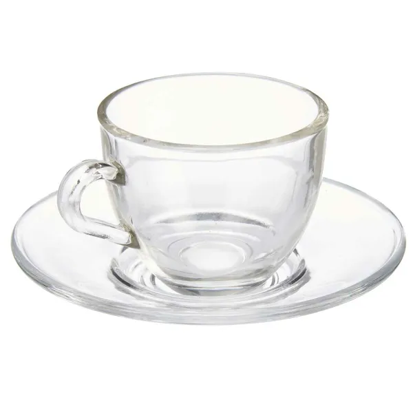 Чашка с тарелкой Vivalto Прозрачный Cтекло 85 ml (6 штук)