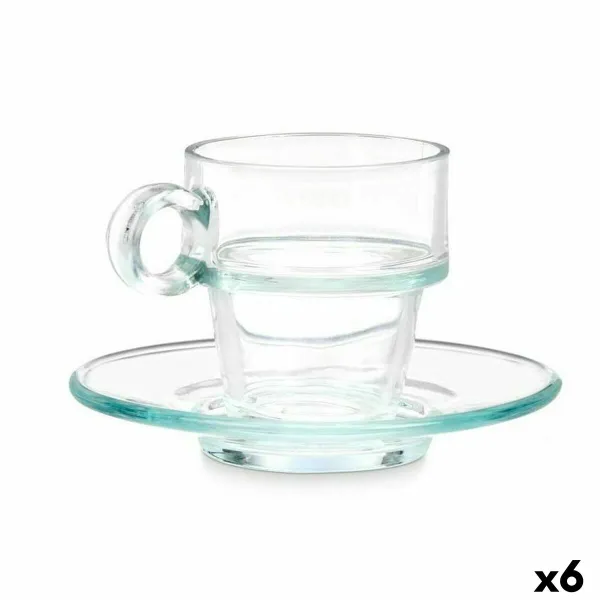 Kuppi ja lautanen Vivalto Läpinäkyvä Lasi 90 ml (6 osaa)