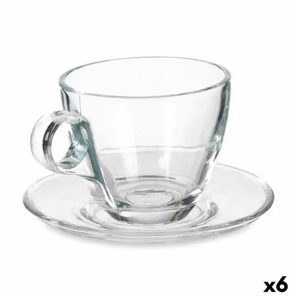 Kuppi ja lautanen Vivalto Läpinäkyvä Lasi 170 ml (6 osaa)
