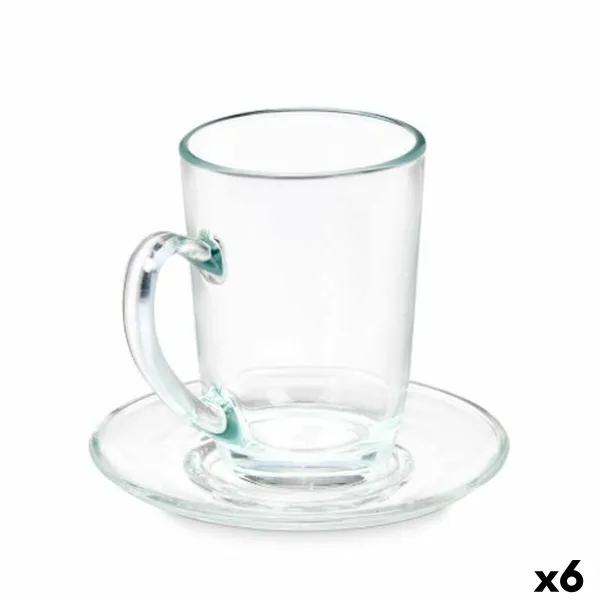Чашка с тарелкой Vivalto Прозрачный Cтекло 200 ml (6 штук)