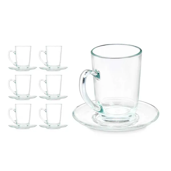 Kuppi ja lautanen Vivalto Läpinäkyvä Lasi 200 ml (6 osaa)