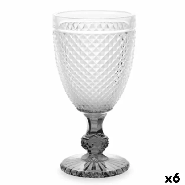 Wineglass Vivalto Transparent Anthracite Glass 256 ml Diamond (6 Units)