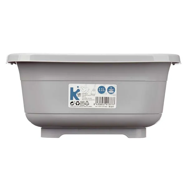 Washing-up Bowl Kinvara Grey Plastic 11 L (12 Units)