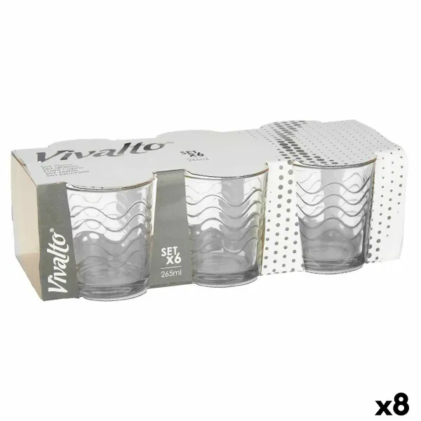 Stiklinių rinkinys Vivalto Skaidrus stiklas Bangos 265 ml (8 vnt.)