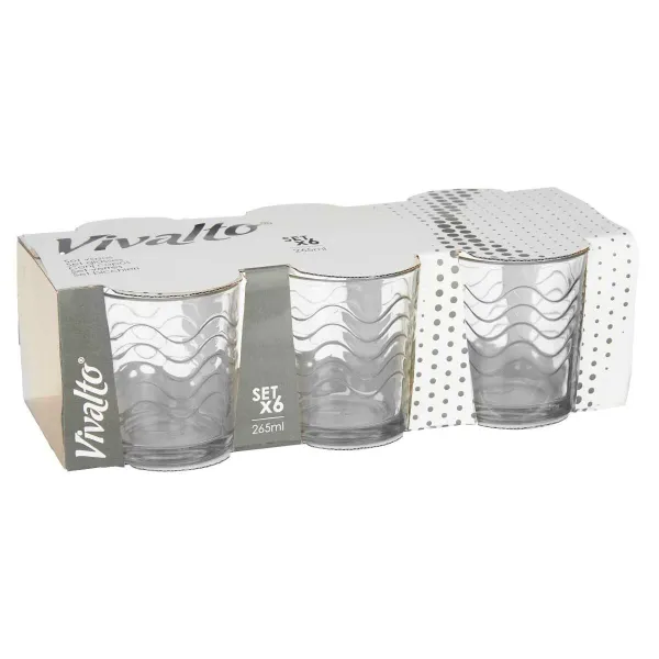 Stiklinių rinkinys Vivalto Skaidrus stiklas Bangos 265 ml (8 vnt.)