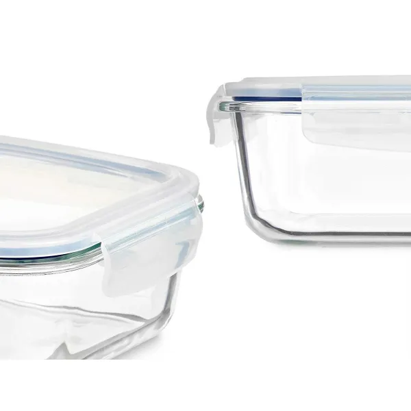Pusdienu kastīte Vivalto Caurspīdīgs Silikona polipropilēns Borosilikāta glāze 640 ml (24 gb.)