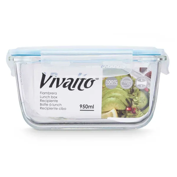 Pusdienu kastīte Vivalto Caurspīdīgs Silikona polipropilēns Borosilikāta glāze 950 ml (12 gb.)